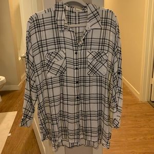 black and white long sleeve top